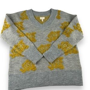 Greige Womens Sweater Size‎ Small Grey Mustard Artsy Granny Indie Gilmore Girls